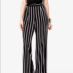 Forever 21 Women's Black Stripe Wide-leg Pants